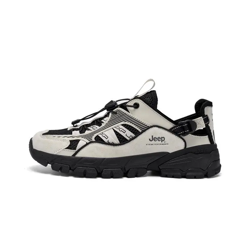 Jeep Low Top Trekking Shoes Men's Beige Black