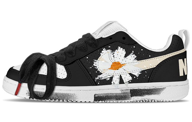 Nike Court Borough Low Triple White Low Top Skateboard Shoes Men's Black White