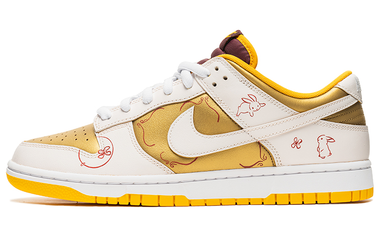 Nike Dunk Low Top Skateboard Shoes Men's White Gold