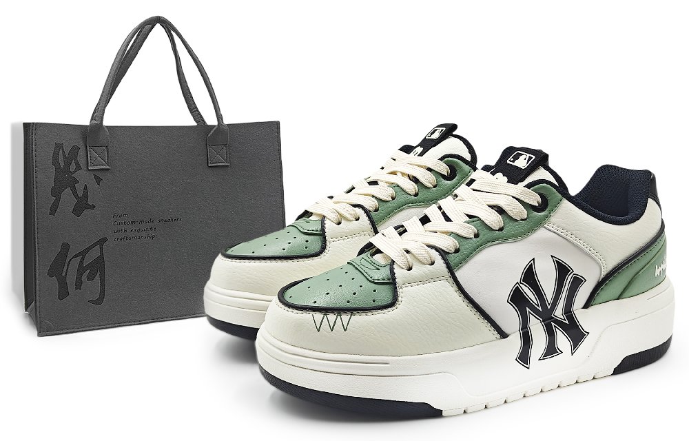 MLB Chunky Liner Abrasion Resistant Low Top Skateboard Shoes Unisex Beige Green