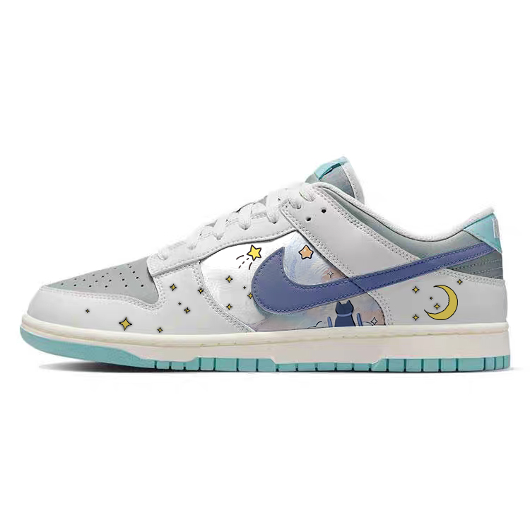 Nike Dunk Cats' Starry Sky Anti Slip Wear Resistant Low Top Skateboard Shoes Men's Gray Blue