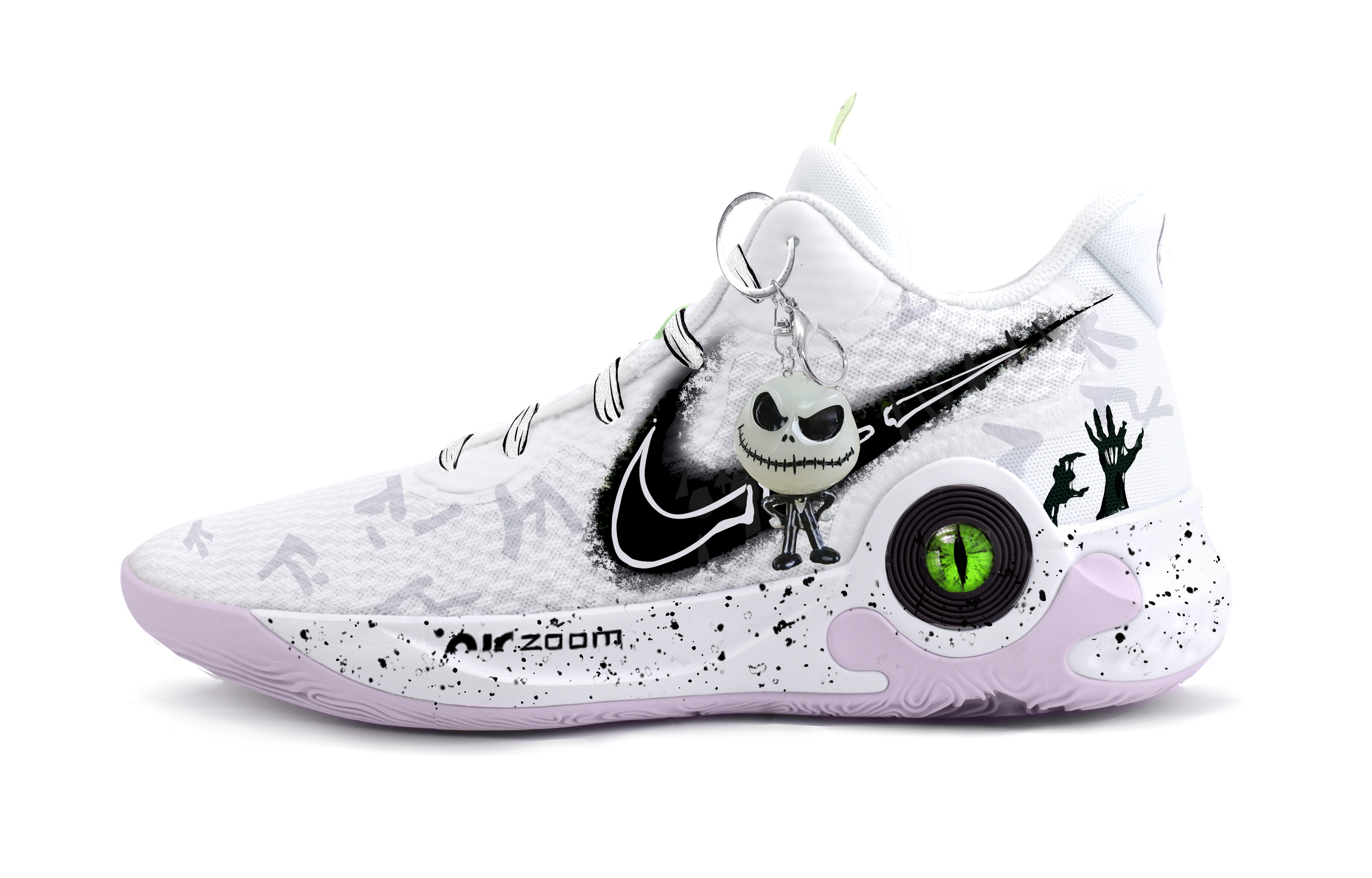Nike KD Trey 5 IX Halloween Night Slip Resistant Mid top Vintage Basketball Shoes Unisex Black White