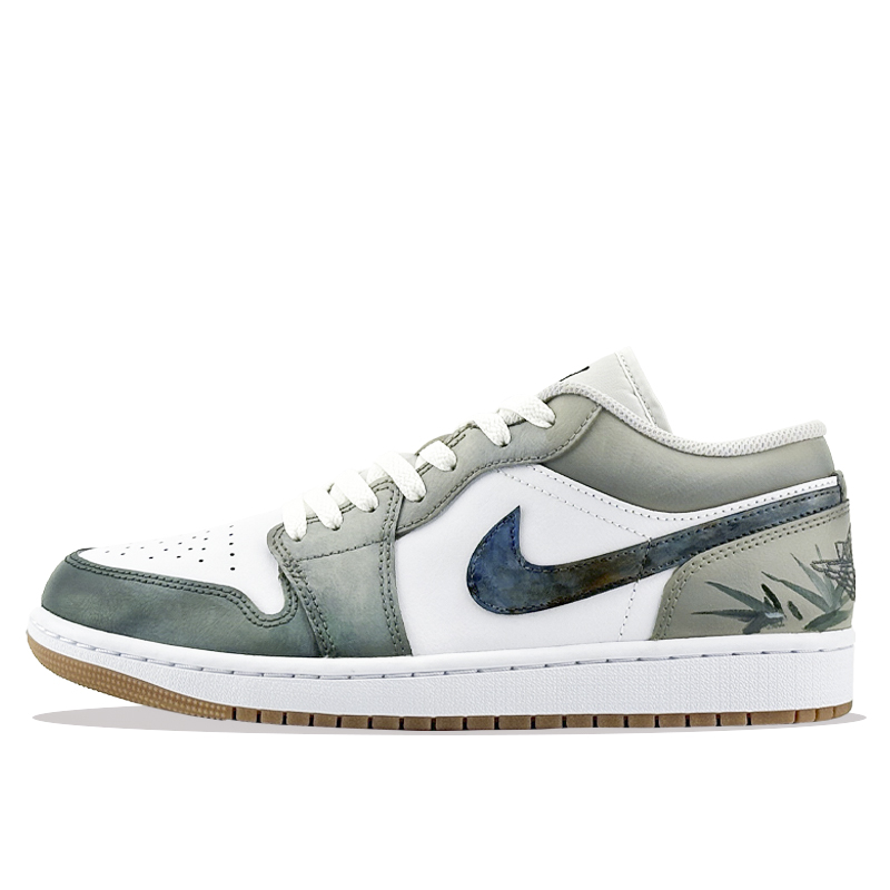 Jordan Air Jordan 1 Low Top Vintage Basketball Shoes Unisex White Green