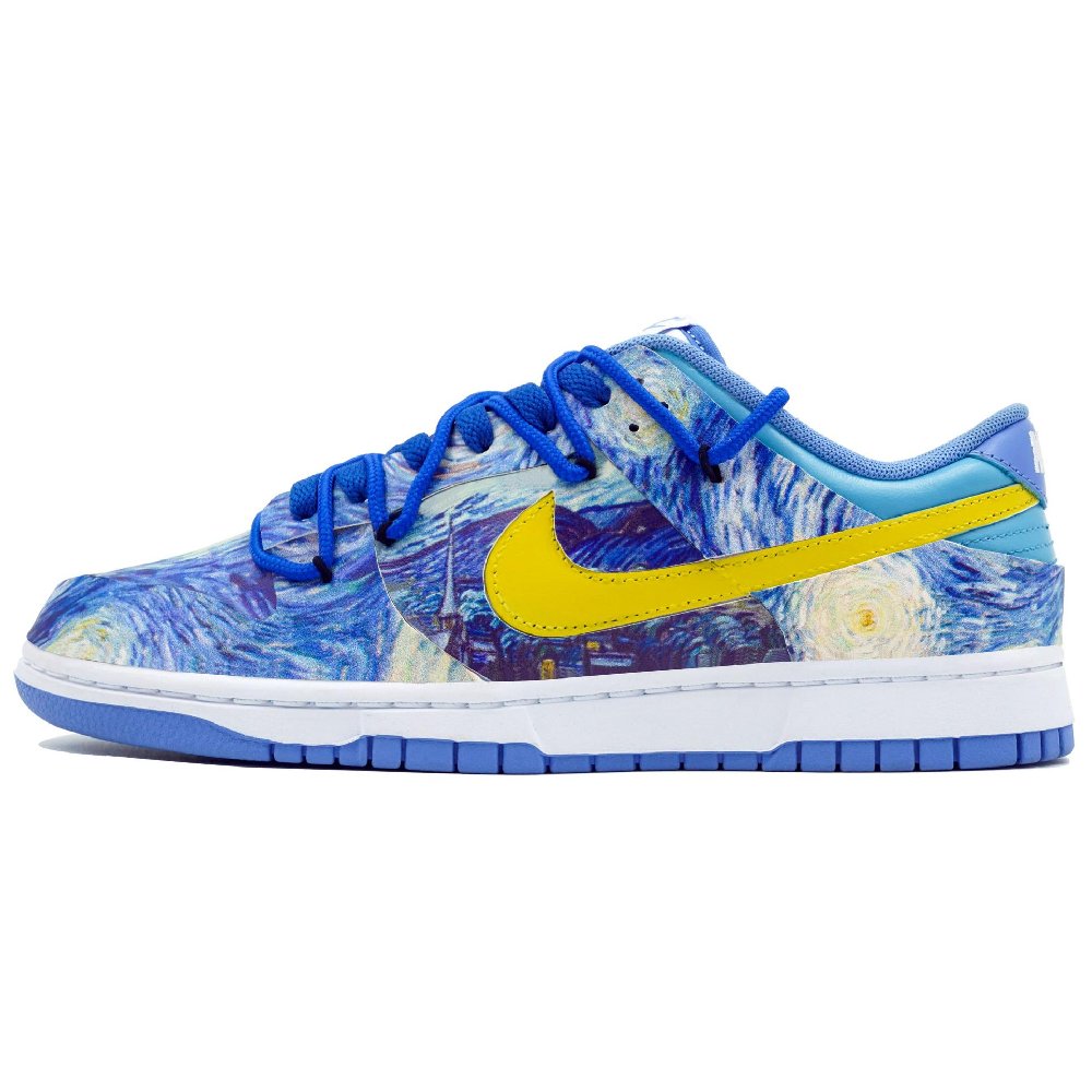 Nike Dunk Ten Thousand Flowers Play Star Moon On The Night Low-Top Skateboard Shoes Unisex Blue