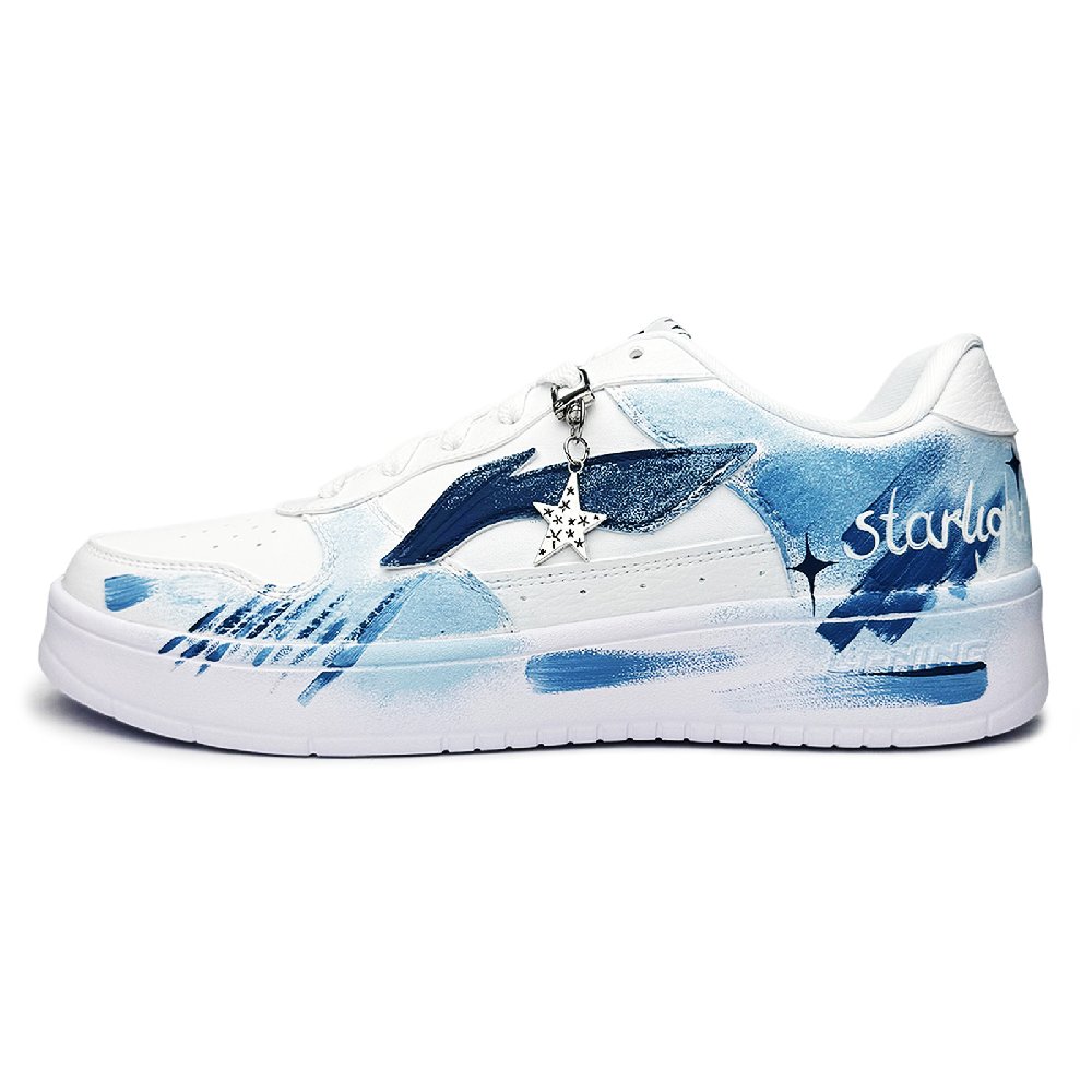 LiNing Pontoon Boats Slip Resistant Lightweight Height Increasing Low Top Skateboard Shoes Unisex Dark Sky Blue