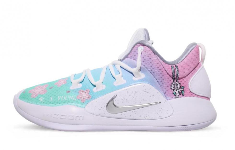 Nike Hyperdunk X Low 10 Cushioning Anti-Slip And Wear-Resistant Low-Top Basketball Shoes Men's Pink Blue