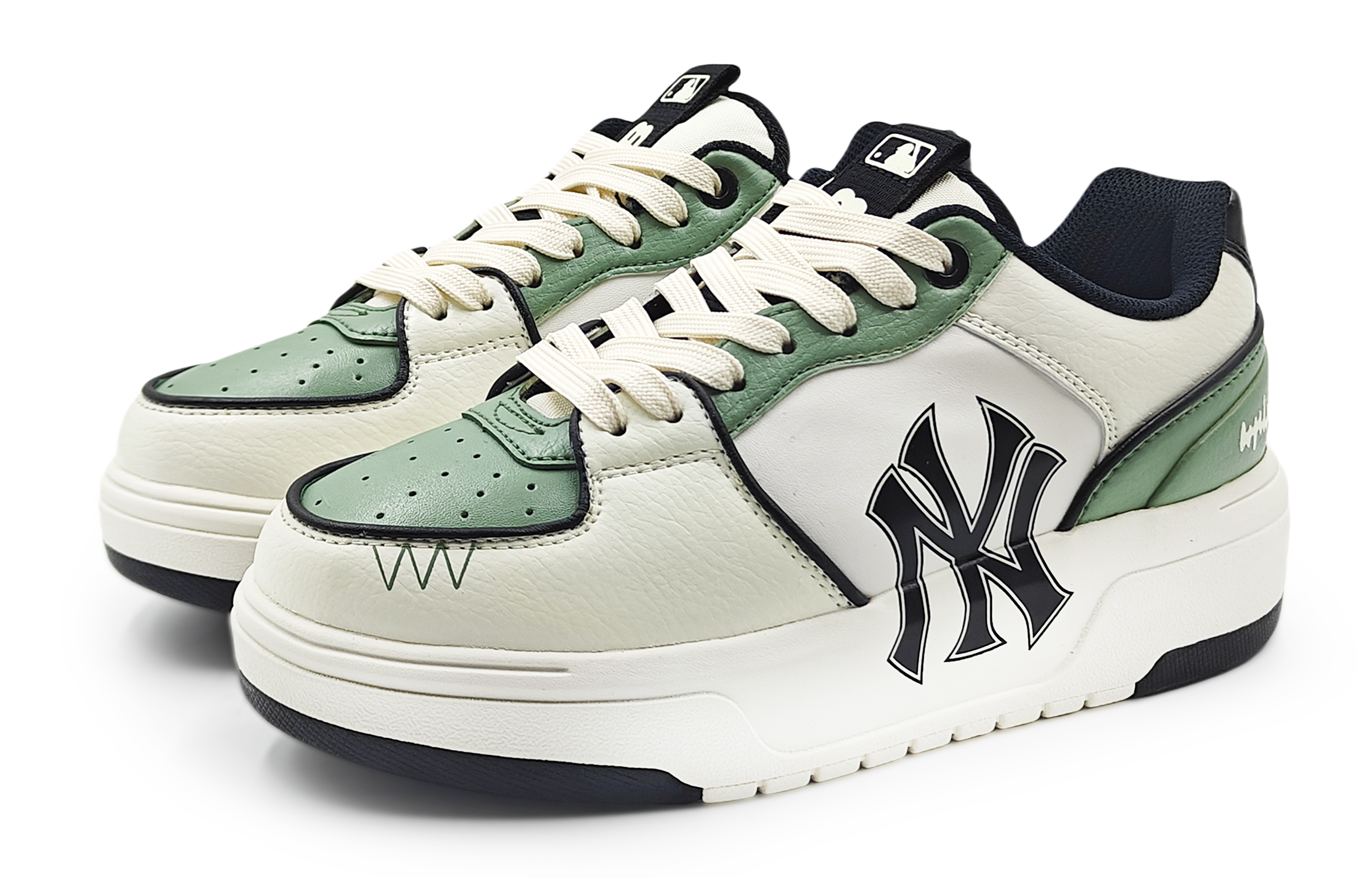 MLB Chunky Liner Abrasion Resistant Low Top Skateboard Shoes Unisex Beige Green купить в интернет-магазине Yoocart с быстрой доставкой по России.