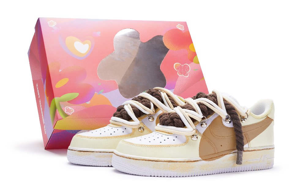 Nike Air Force 1 811 Manufacturing 'T10' Low Top Skateboard Shoes Women's Yellow Brown White
