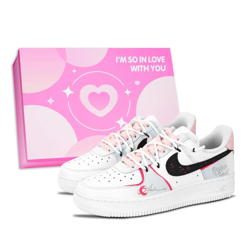 Nike Air Force 1 Star Moon Vast Abrasion Resistant Low top Skateboard Shoes Unisex White Pink