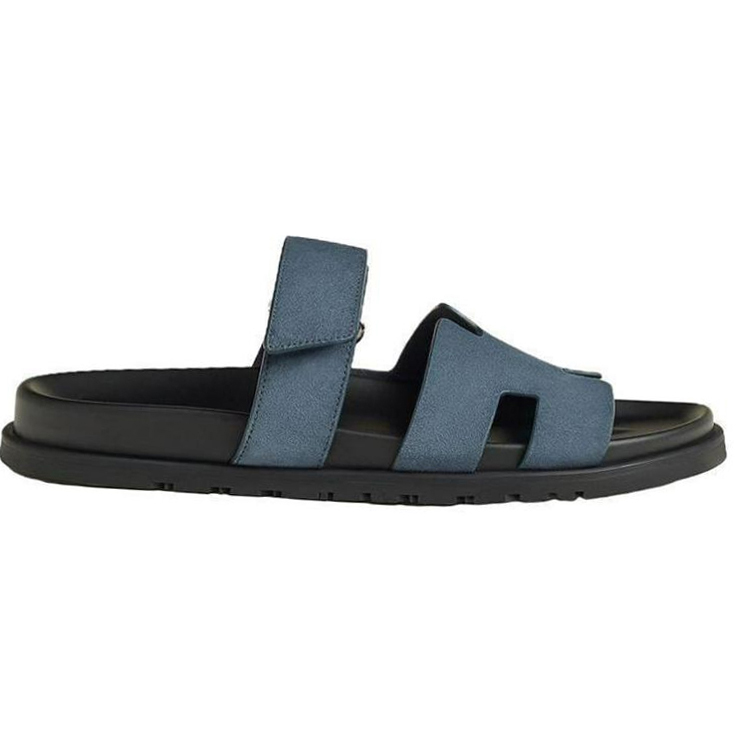 HERMES Chypre Slide Slippers Men's Sky Blue