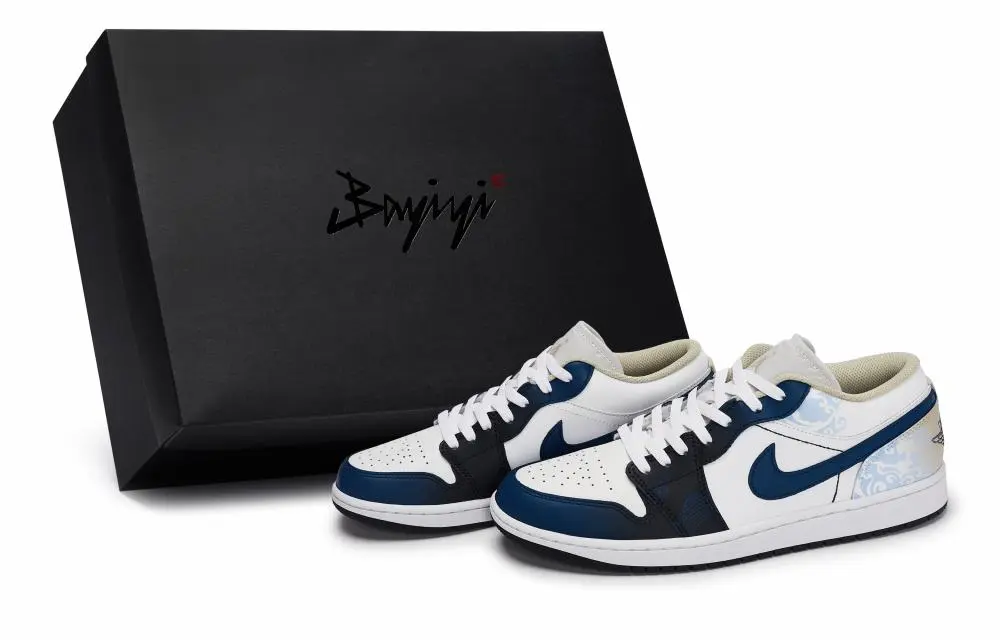Jordan Air Jordan 1 Vintage Basketball Shoes Men's Low top Black/White/Blue/Brown