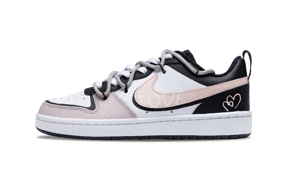 Nike Court Borough Modern Non-slip Lightweight Low-Top Skateboard Shoes GS Pink White Black