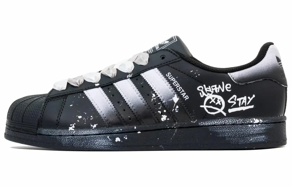 Adidas Originals Superstar 2 Huijie, Gray Tone Community Abrasion Resistant Low top Skateboard Shoes Unisex Black White