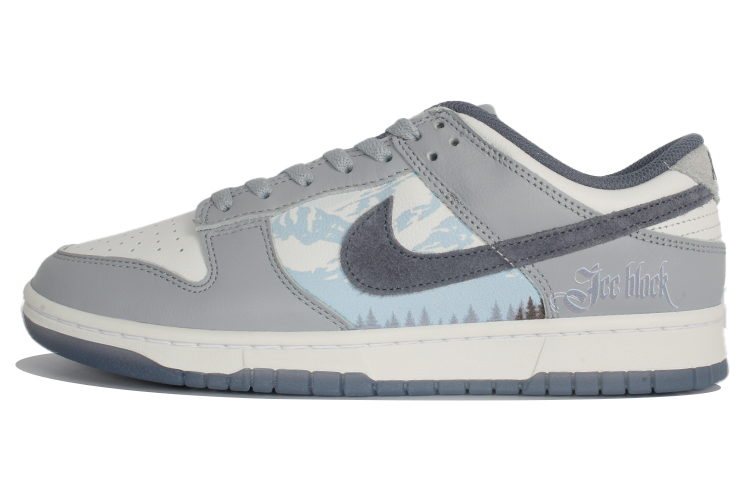 Nike Dunk Anti-Slip Wear-Resistant Low-Top Skateboard Shoes Men's White Gray