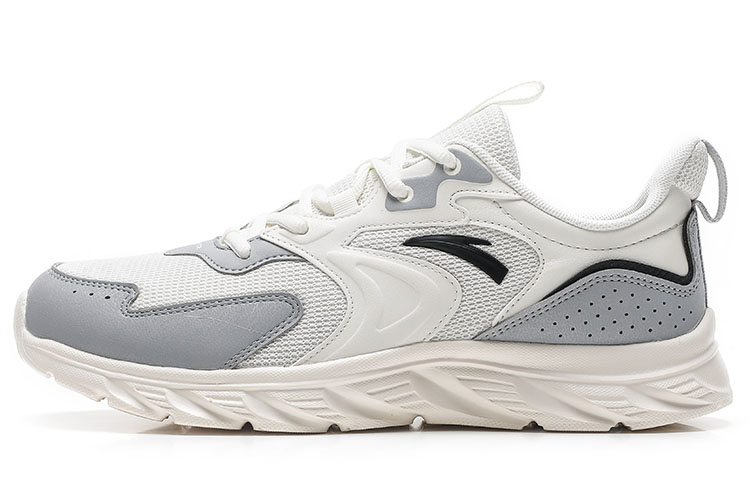 Anta Cushioned Anti Slip Wear Resistant Breathable Lightweight Low Top Running Shoes Men's White Gray Sports