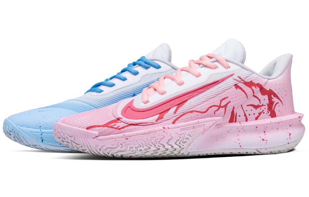 Nike Precision 7 Low Top Basketball Shoes Men's Pink Blue