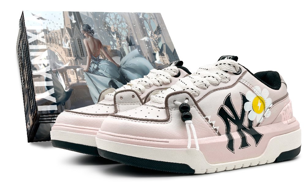 MLB Chunky Liner Abrasion Resistant Height Increasing Low Top Skateboard Shoes Unisex Pink