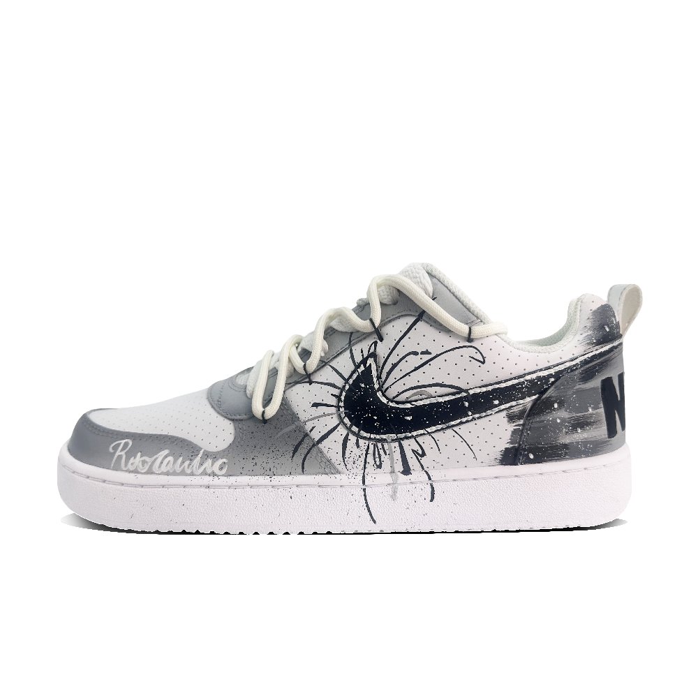 Nike Court Borough Quirky Smoke Flower Coverage Wear-Resistant Low-Top Skateboard Shoes Men's Black Gray