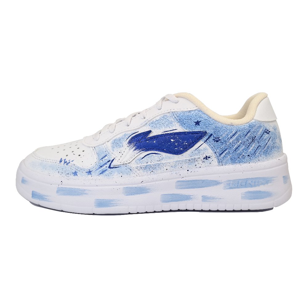 LiNing Pontoon Boats Blue Rain Starry Sky Wear resistant And Lightweight Low Top Skateboard Shoes Unisex White Blue