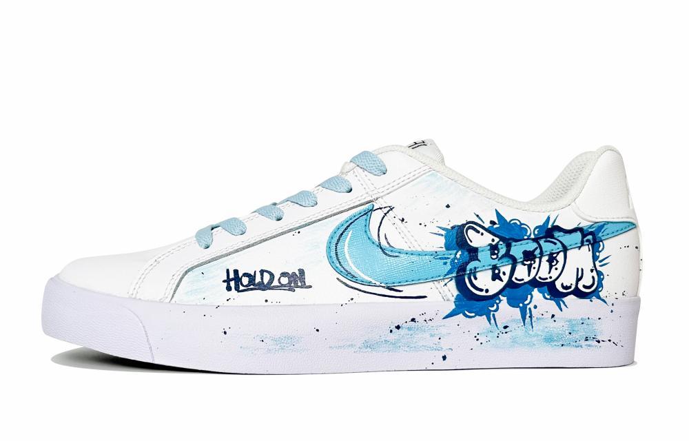 Nike Court Royale Blue Storm Abrasion Resistant Slip Resistant Low Top Skateboard Shoes Unisex Blue White