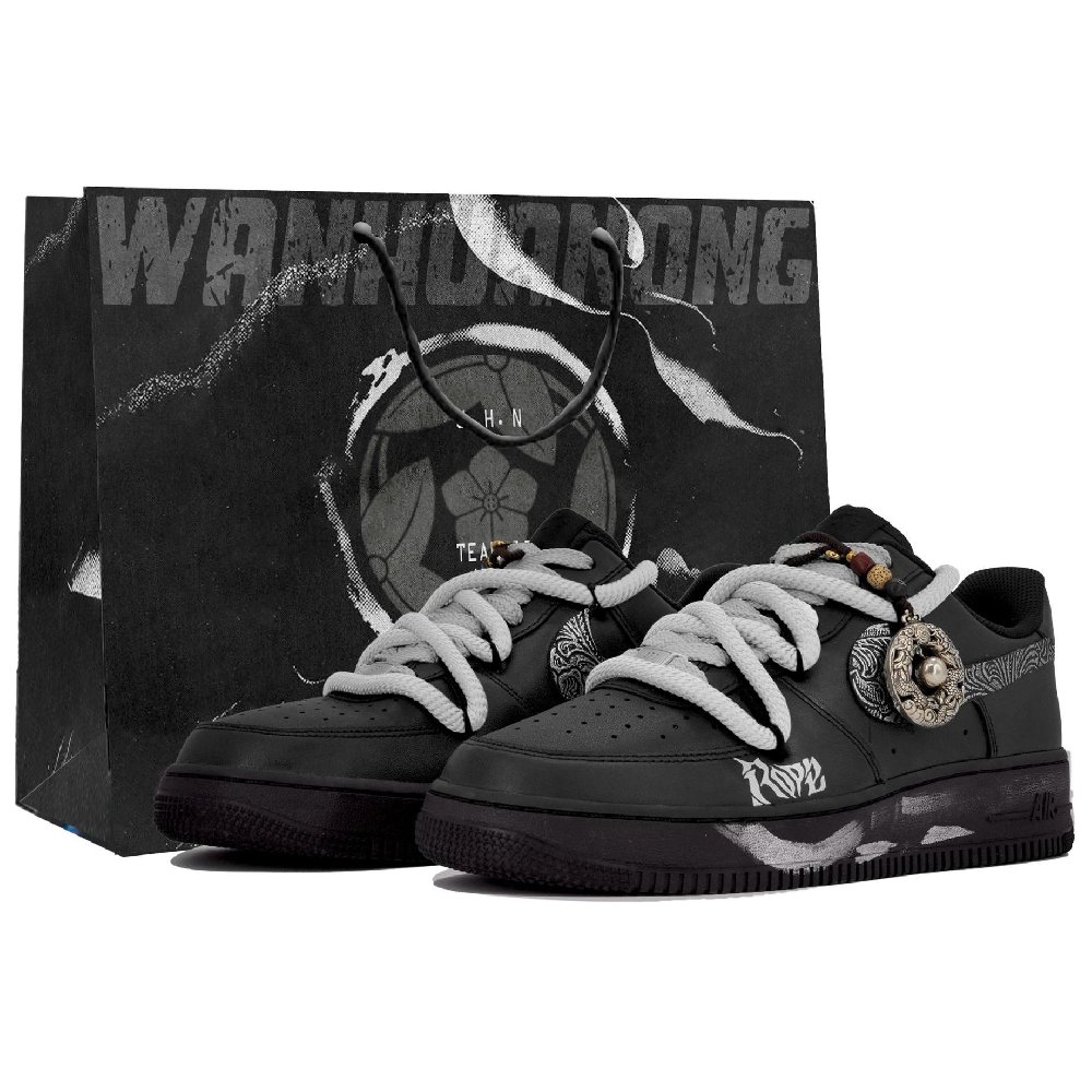 Nike Air Force 1 Slip-Resistant Low-Top Skateboard Shoes Unisex Black Gray