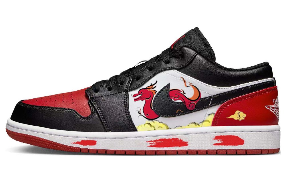 Jordan Air Jordan 1 Low-Top Vintage Basketball Shoes Men's Bred Toe