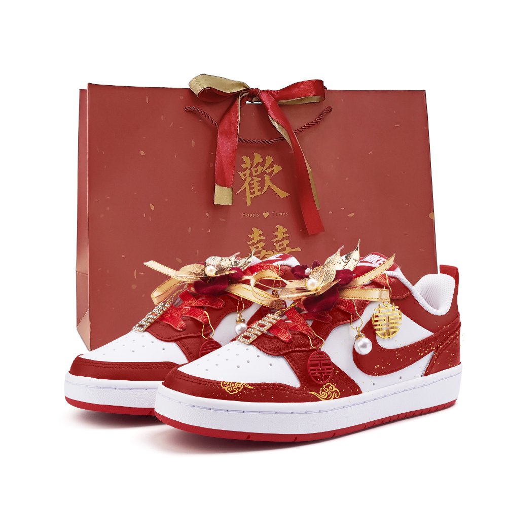 Nike Court Borough 2 Abrasion Resistant Low Top Skateboard Shoes Women's Red