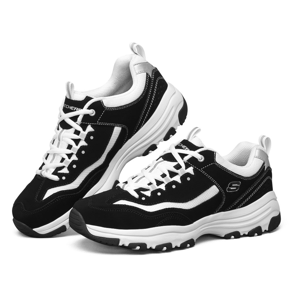 Skechers D'LITES 1.0 Low Top Chunky Sneakers Men's Black White