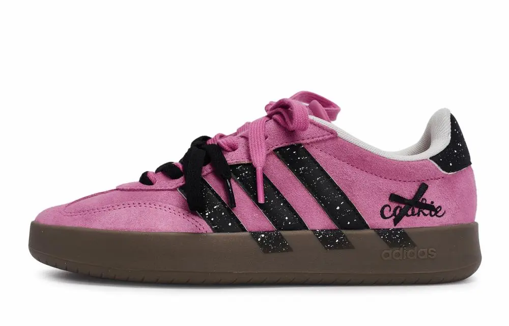 Adidas BARREDA REGO Hot Dog, Starry Night Red Velvet Abrasion Resistant Low Top Skateboard Shoes Unisex Black Pink