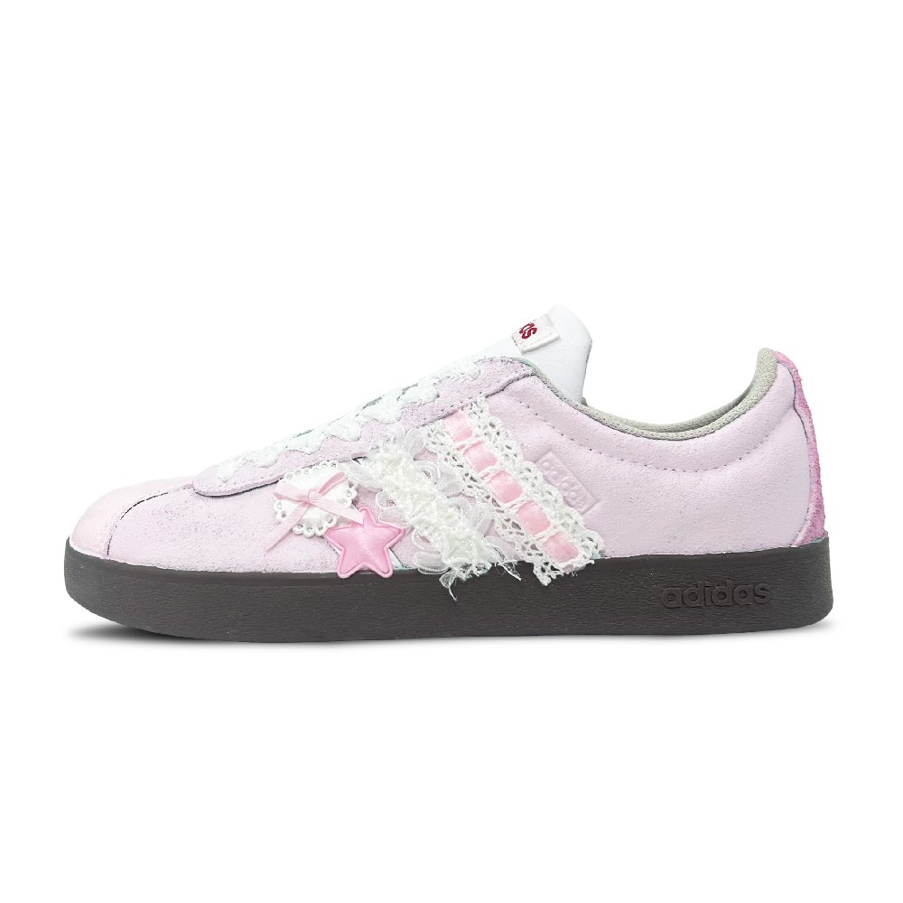 Adidas VL COURT 2.0 Heartbeat Beauty Coverage Low Top Skateboard Shoes Unisex Pink