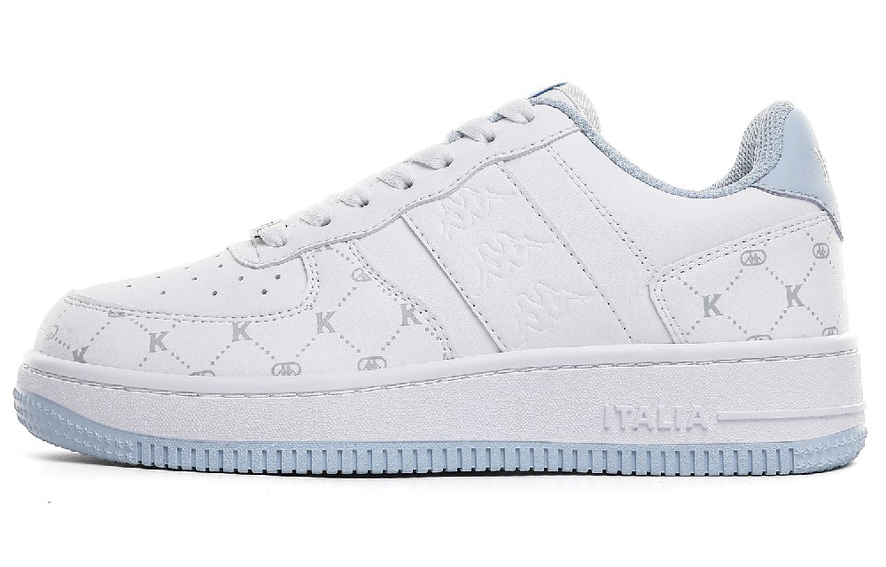 Kappa Flowers Back to Back Cushioning, Wear Resistant Low Top Skateboard Shoes Women's White Blue