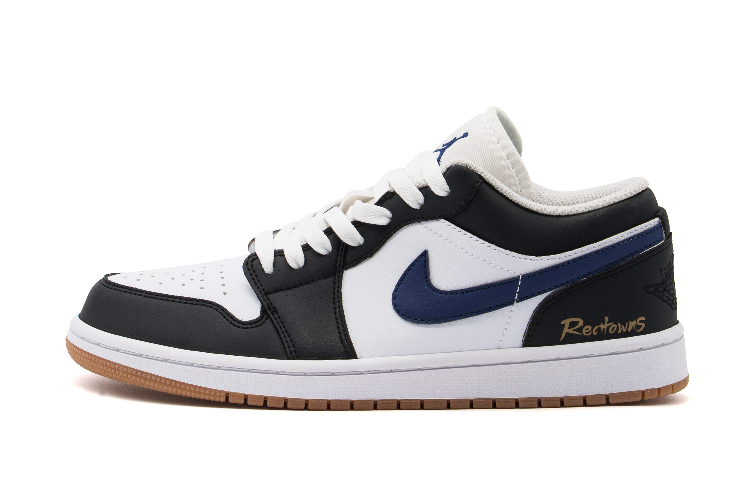 Jordan Air Jordan 1 Abrasion Resistant Low top Vintage Basketball Shoes Unisex Black Blue