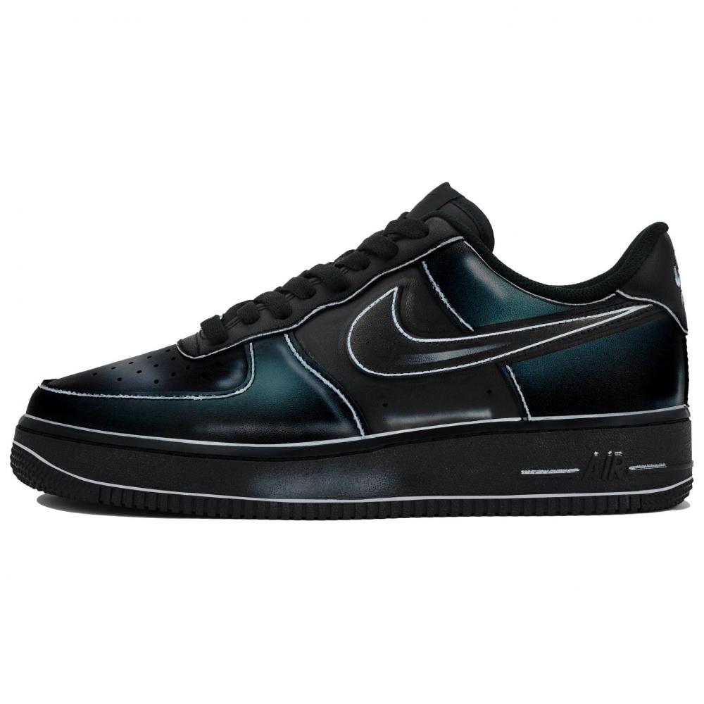 Nike Air Force 1 07 Floral Dance Obsidian Slip-Resistant Low-Top Skateboard Shoes Unisex Black Blue