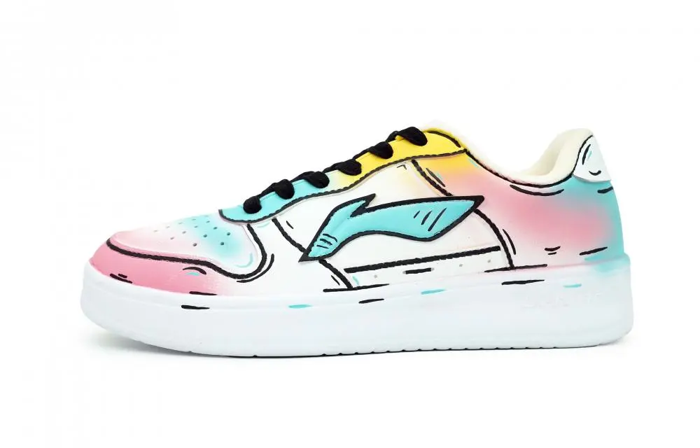 LiNing Pontoon Boats Slip Resistant, Abrasion Resistant, Breathable Low top Skateboard Shoes Men's White Pink