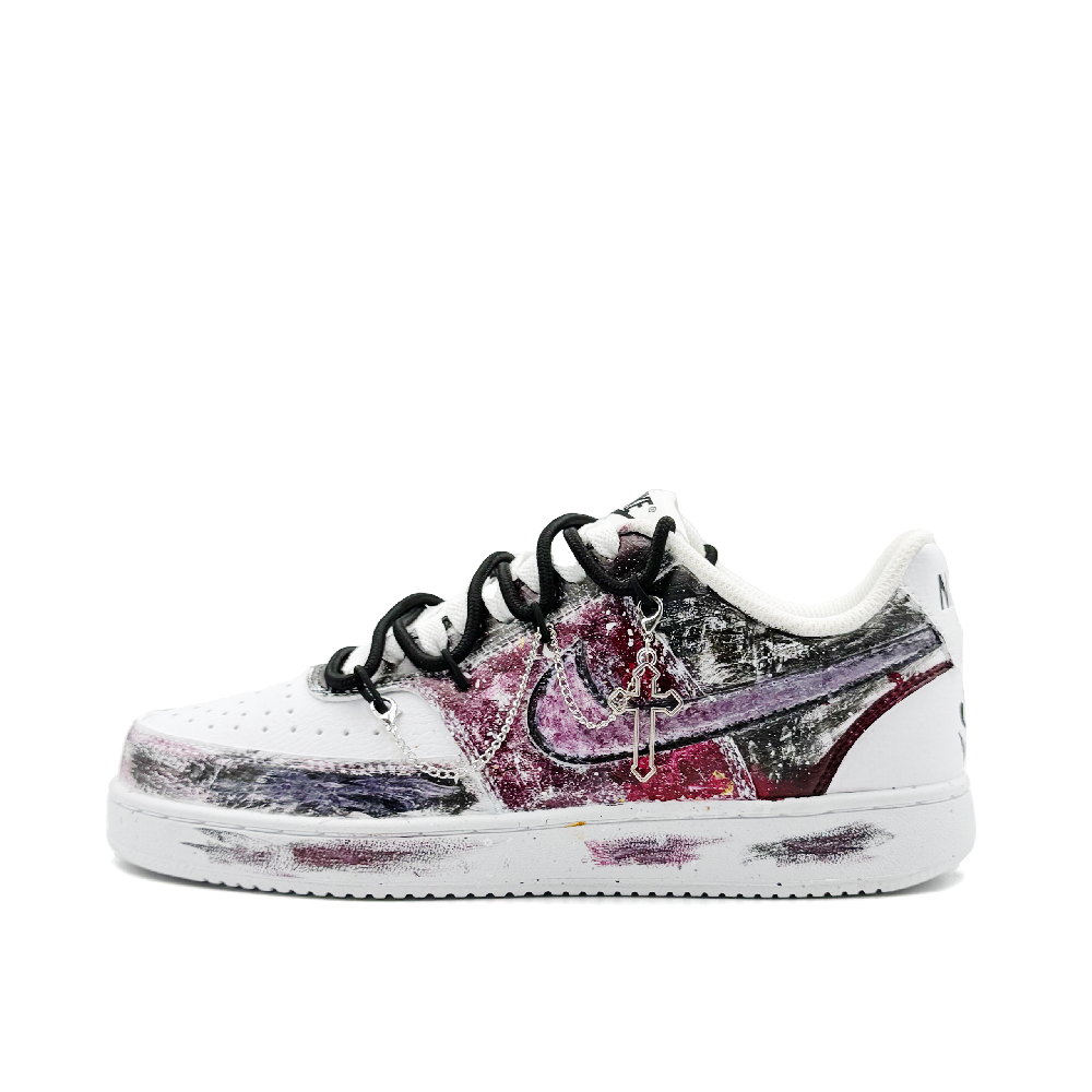 Nike Court Vision 1 Abrasion Resistant Low Top Skateboard Shoes Men's White Black
