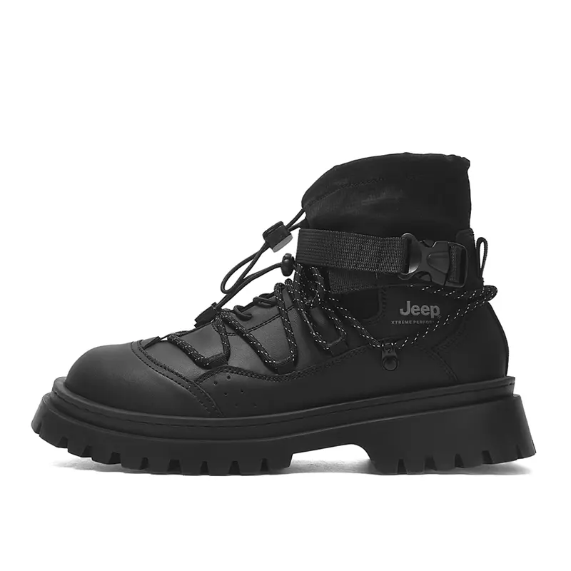 Jeep Ankle Length Martin Boot Medium Heel Men's Black