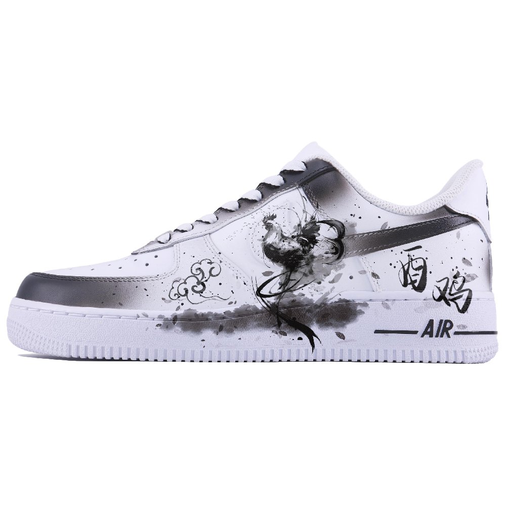 Nike Air Force 1 Good Fortune And Prosperity For The Chicken Abrasion Resistant Low Top Skateboard Shoes Men's White