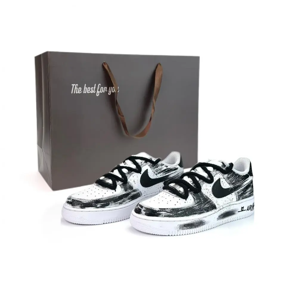 Nike Air Force 1 Ink Dyed First Snow Cushioning, Wear Resistant Low top Skateboard Shoes Unisex Black White
