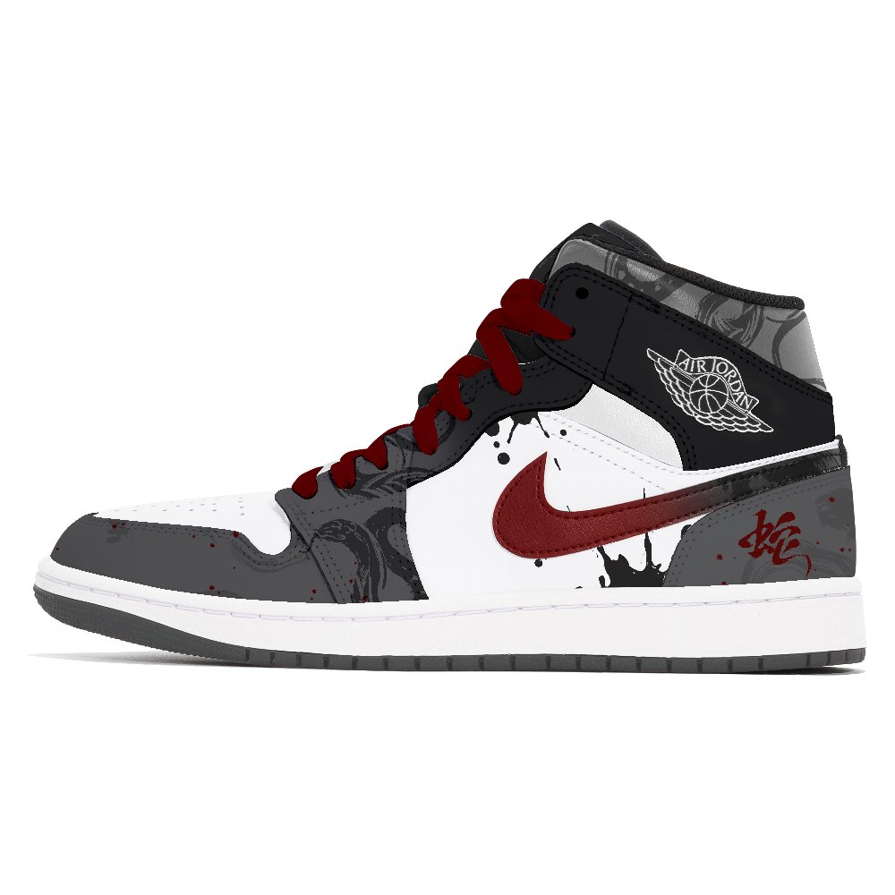 Jordan Air Jordan 1 Joy Lemon Wear-Resistant Slip-Resistant Mid-Top Vintage Basketball Shoes Unisex Black Gray Color