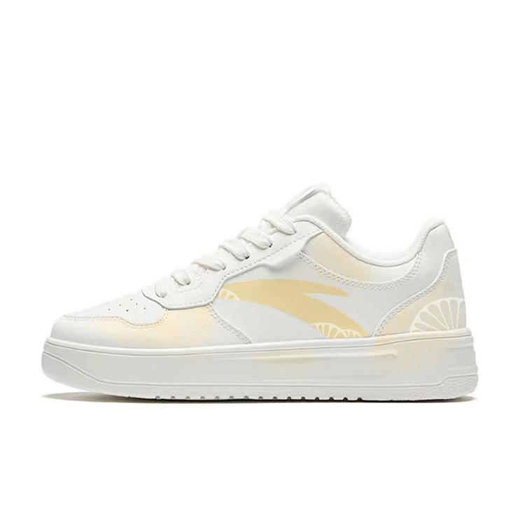 Anta Anti Slip Wear Resistant Low Top Skateboard Shoes Unisex White Yellow