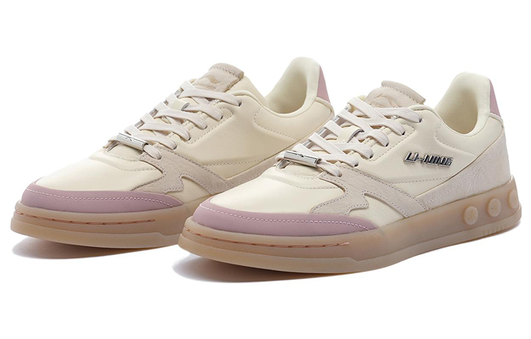 LI NING 1990 Classic Collection Skateboard Shoes Women's Low Top Light Ancient Yellow/Light Mauve Purple