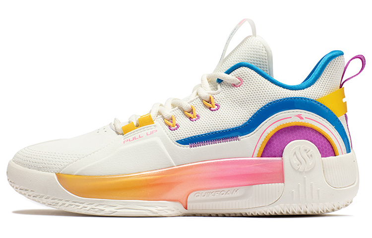 361° Ag Volley Q-BOOM Technology Wear-Resistant Slip-Resistant Mid-Top Performance Basketball Shoes Men's White Yellow