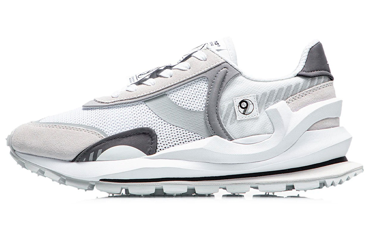 LiNing Anti-Slip Wear-Resistant Low-Top Running Shoes Men's White Sand Gray