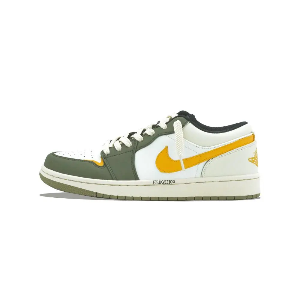 Jordan Air Jordan 1 Vintage Basketball Shoes Men's Low top Olive Green, Beige, Yellow