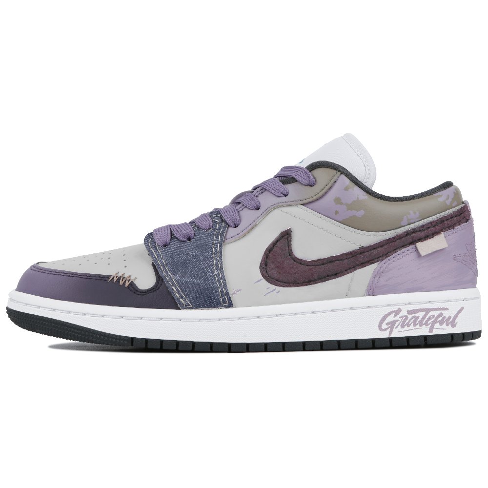 Jordan Air Jordan 1 Starlight Orchid Shadow Cushioning Slip Resistant Low Top Vintage Basketball Shoes Unisex Purple
