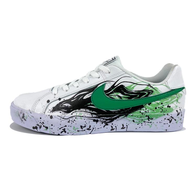 Nike Court Royale Non-slip Lightweight Low-Top Skateboard Shoes Unisex Black White Green
