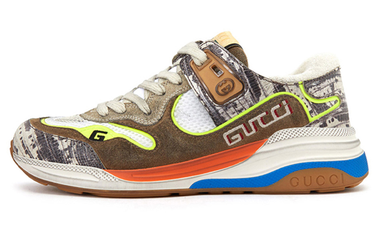 GUCCI Ultrapace Low Top Casual Shoes Women's Brown Yellow