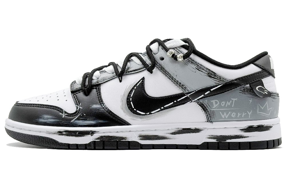 Nike Dunk He Suyu Space, Phantom Trail Abrasion Resistant Low Top Skateboard Shoes Unisex Black White Gray