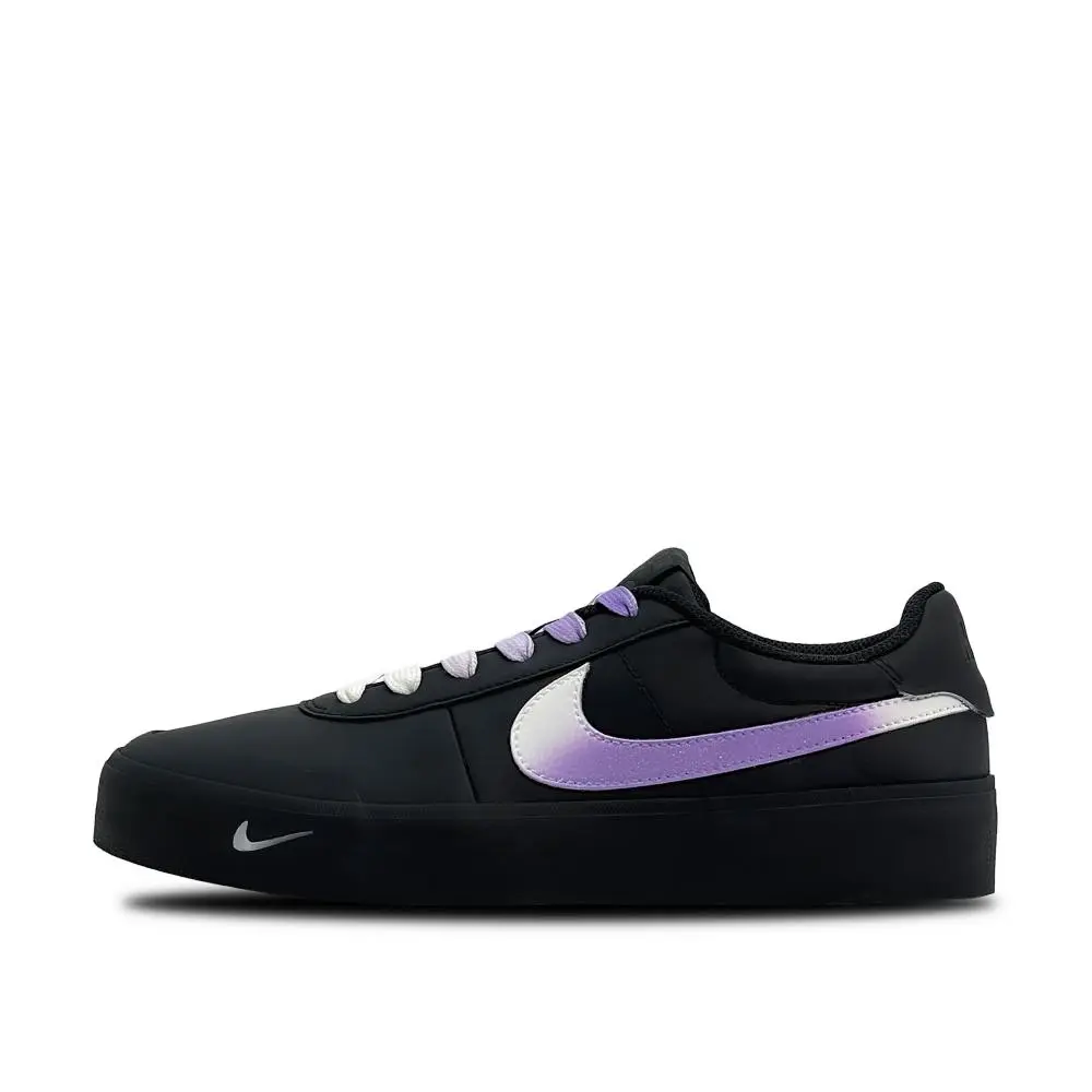 Nike Court Shot Purple Shadow Abrasion Resistant Low Top Skateboard Shoes Men's Black White Purple