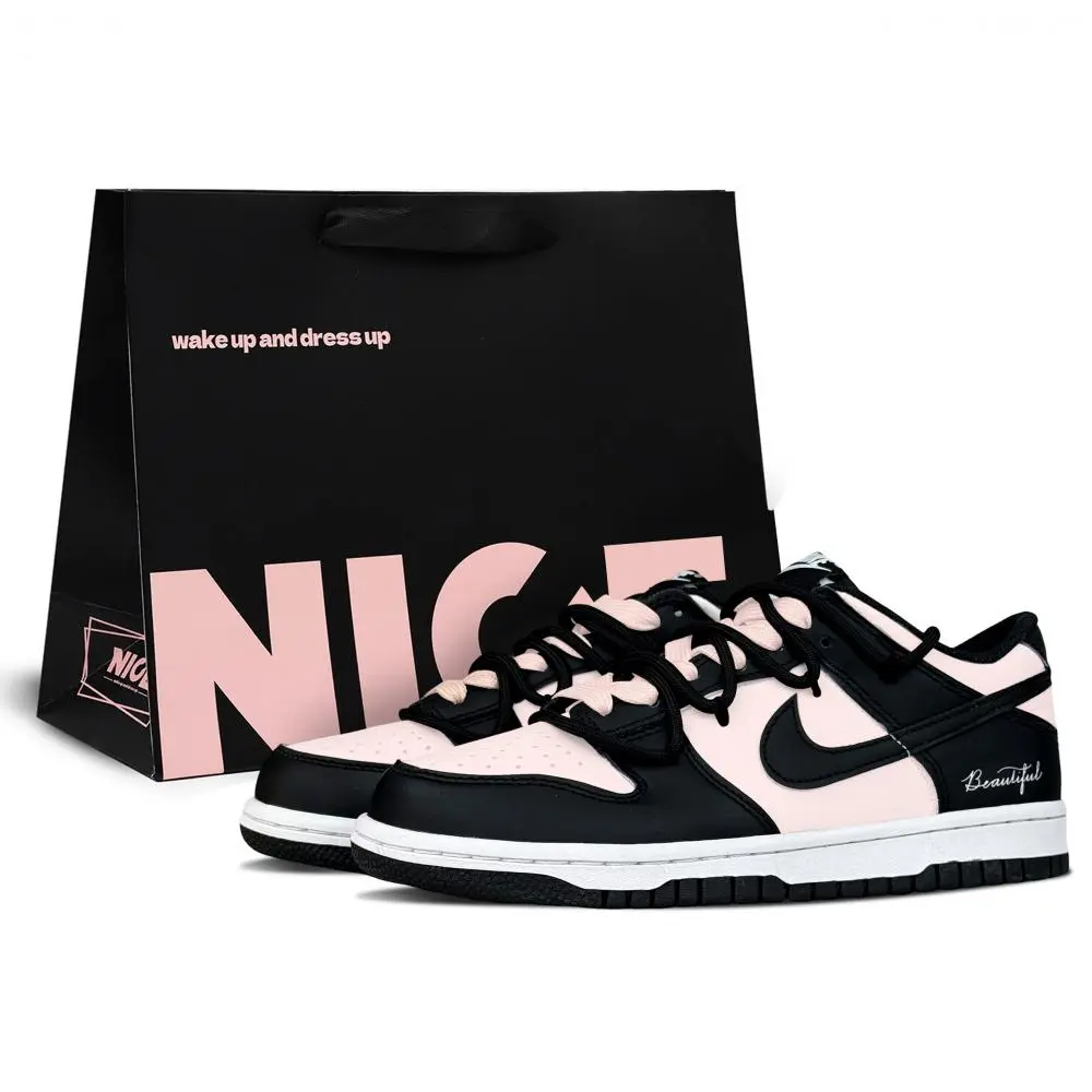 Nike Dunk Cushioning, Wear Resistant Low top Skateboard Shoes Women's Black Pink
